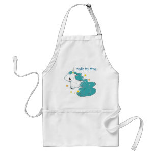 blue cartoon unicorn with stars apron