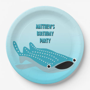 Blue Cartoon Whale Shark Personalized Paper Plate