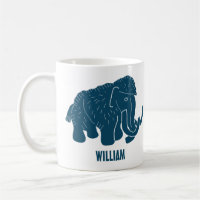 Blue Cartoon Woolly Mammoth Personalized