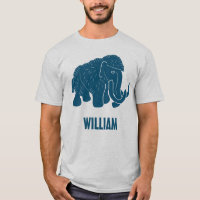 Blue Cartoon Woolly Mammoth Personalized