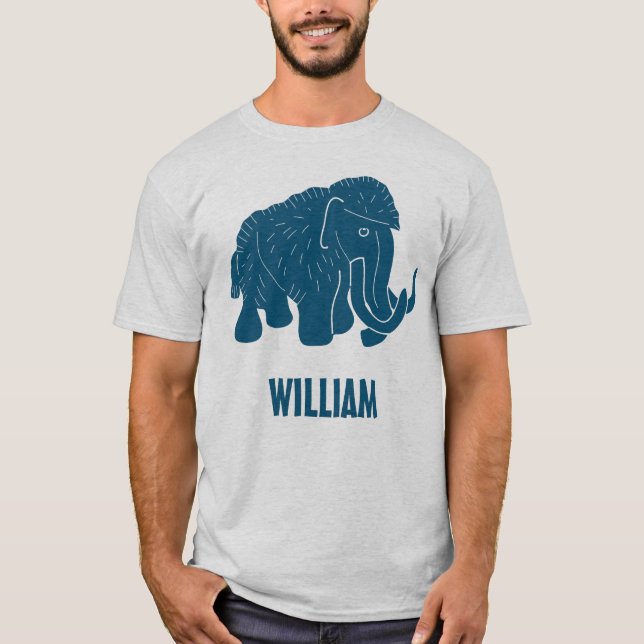 Blue Cartoon Woolly Mammoth Personalized T-Shirt (Front)
