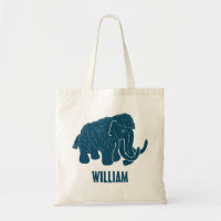 Blue Cartoon Woolly Mammoth Personalized