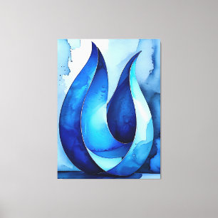 Blue Cascade Abstract Canvas Print