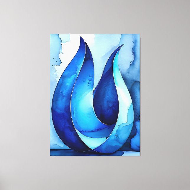 Blue Cascade Abstract Canvas Print (Front)