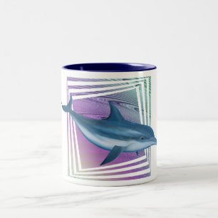 Blue Cascade Dolphin Two-Tone Coffee Mug
