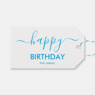 Blue Casual Script Type Happy Birthday Gift Tags