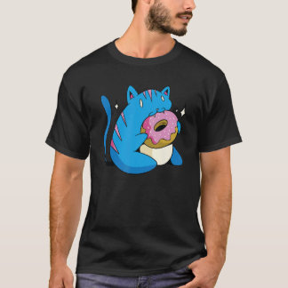 Blue Cat And Doughnuts T-Shirt