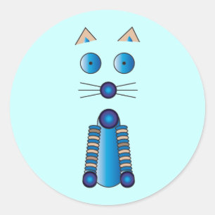Blue CAT Classic Round Sticker