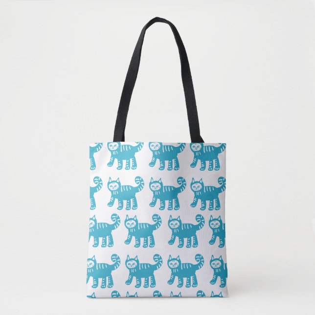 Blue cat Collection Custom All-Over-Print Tote Bag (Front)
