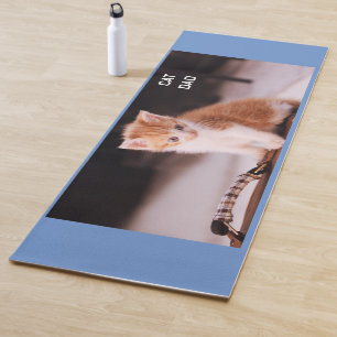 Blue "Cat Dad" Orange Tabby Kitten Yoga Mat