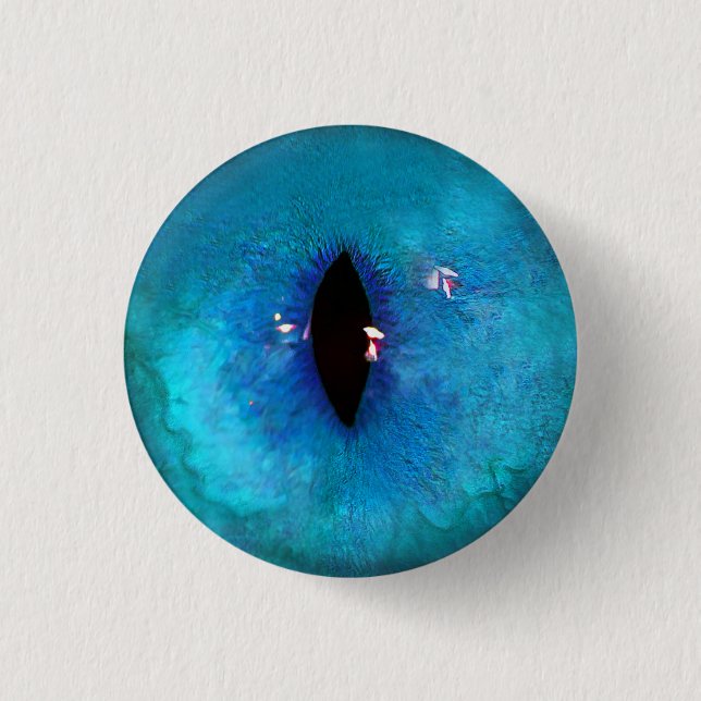 Blue Cat Eye 1 Inch Round Button (Front)