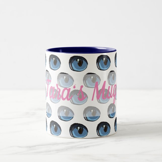 Blue Cat Eye Two-Tone Coffee Mug (Center)