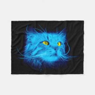 Blue Cat Face Fleece Blanket