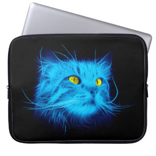 Blue Cat Face Laptop Sleeve