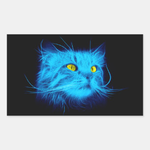 Blue Cat Face Sticker