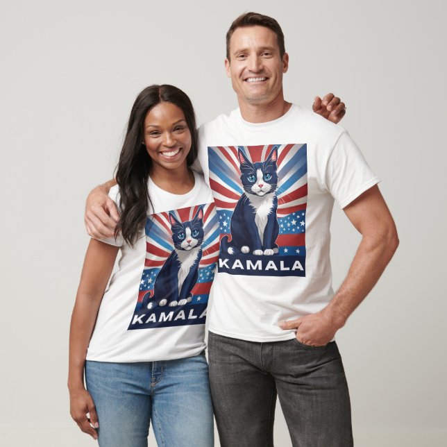 Blue Cat for Kamala 2024 US Election Democrat T-Shirt (Unisex)