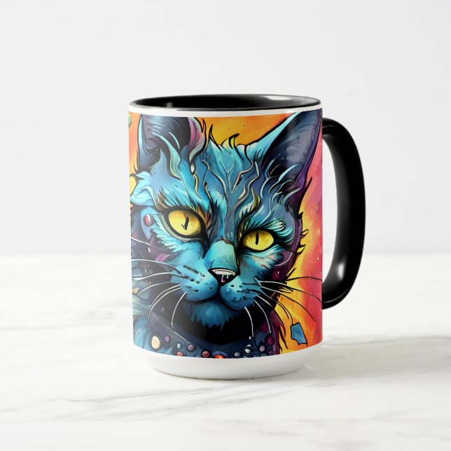 Blue Cat I Mug (Front Right)