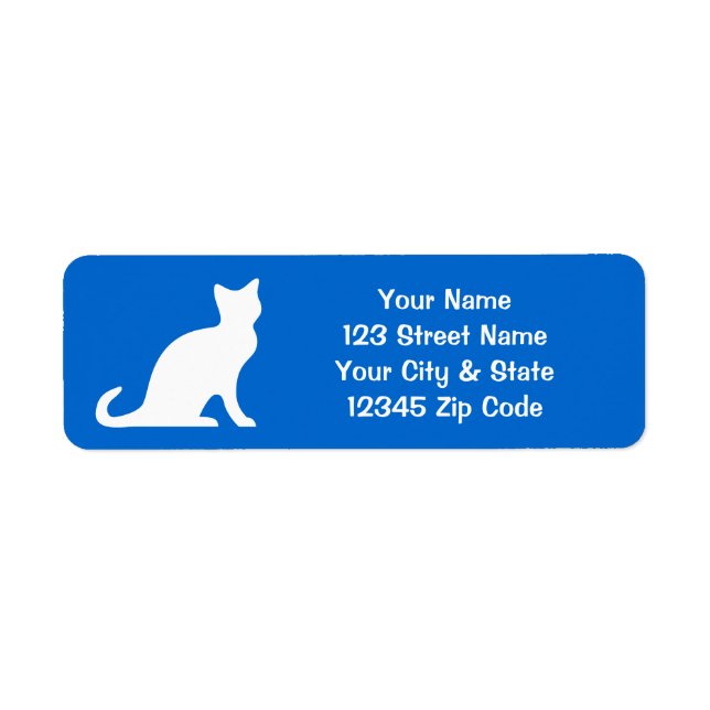 Blue cat labels with custom return address (Front)