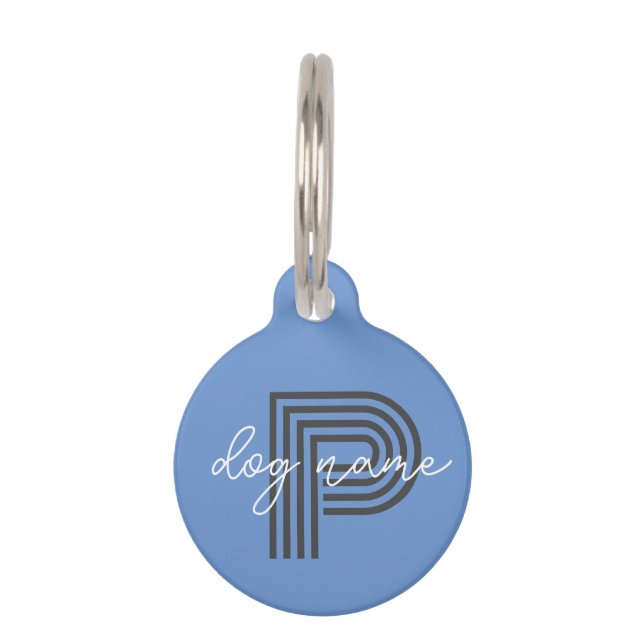 Blue Cat or Dog Pet Name  Tag (Front)