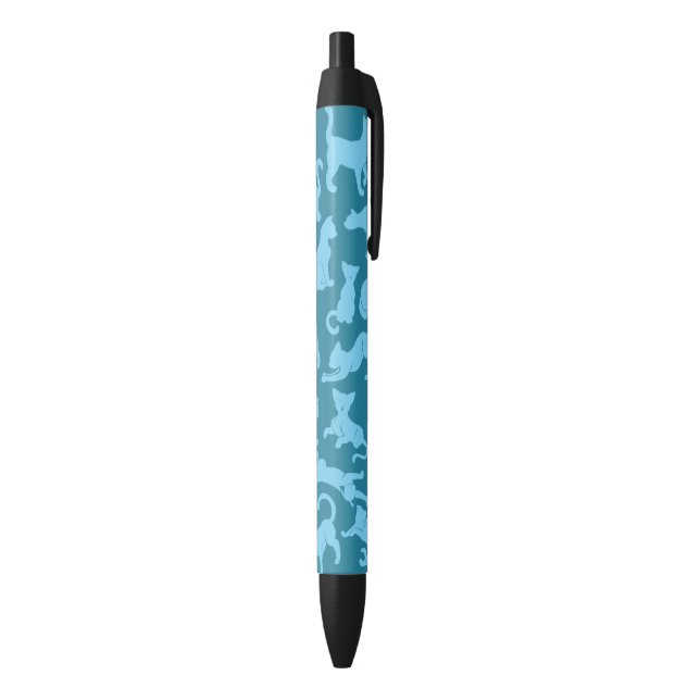 Blue Cat Pattern Black Ink Pen (Bottom (Vertical))