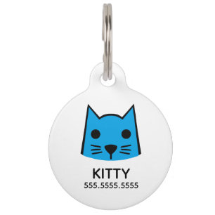 Blue Cat, Personalized Pet Details & QR Code Tag