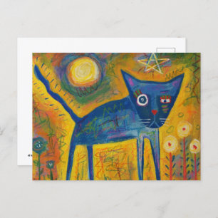 Blue Cat Postcard