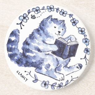 Blue Cat Reader Coaster