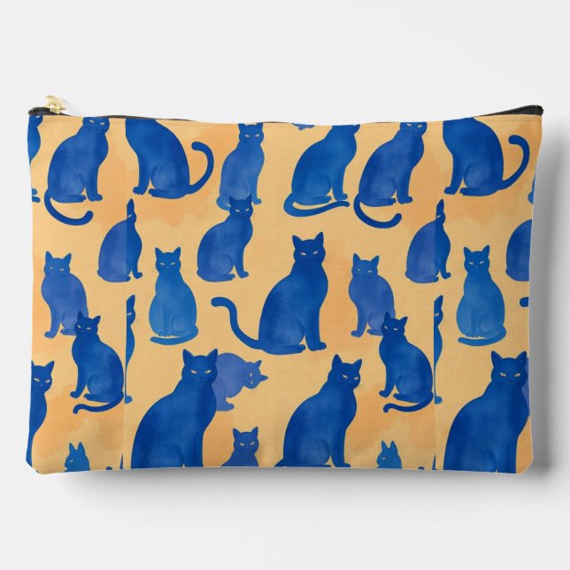 Blue Cat Silhouette Print Cut Sew Bag (Front)
