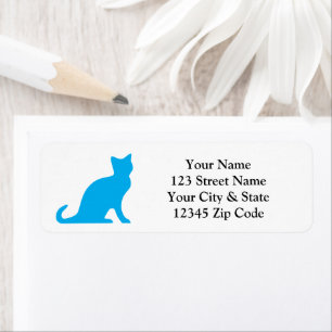 Blue cat silhouette return address labels