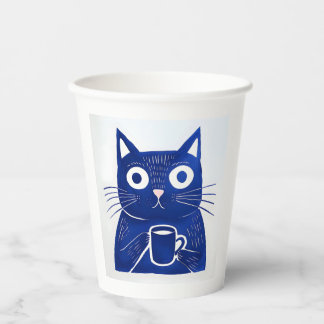Blue Cat T-Shirt Paper Cups