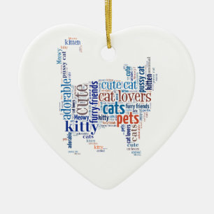 Blue Cat text design Ceramic Ornament