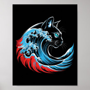 Blue Cat Wave For Kamala 47 Funny Cat Ladies 2024  Poster