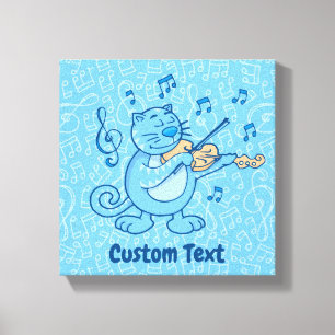 Blue Cat with Violin Canvas Print