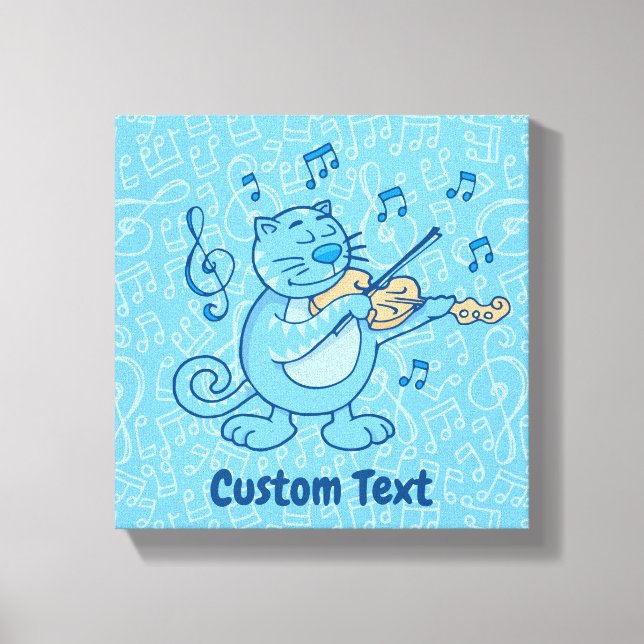 Blue Cat with Violin Canvas Print (Front)