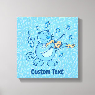 Blue Cat with Violin Canvas Print