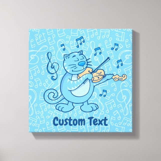 Blue Cat with Violin Canvas Print (Front)