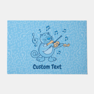 Blue Cat with Violin Doormat