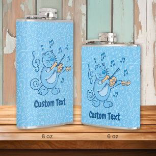 Blue Cat with Violin Hip Flask