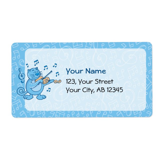 Blue Cat with Violin Label (Front)