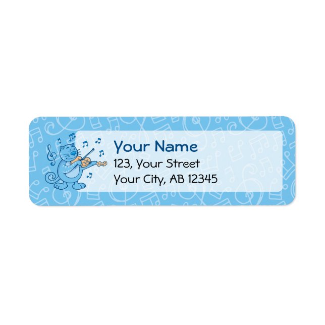 Blue Cat with Violin Label (Front)