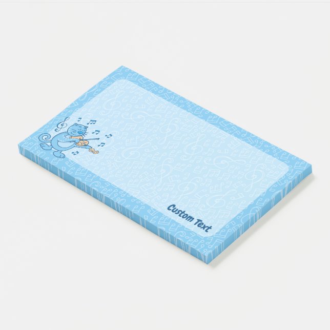 Blue Cat with Violin Notes (Angled)