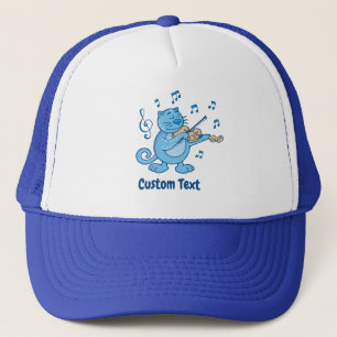Blue Cat with Violin Trucker Hat