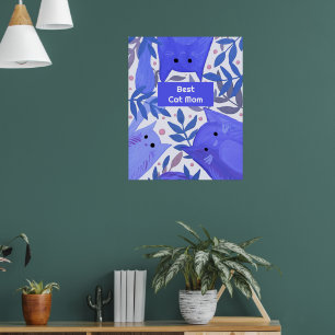 Blue Cats and branches Best cat mom Poster