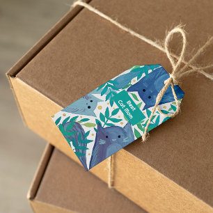Blue Cats & branches Best cat mom Gift Tags