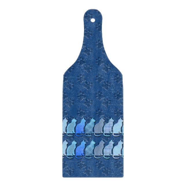 Blue Cats in a Row Cutting Board (Front)