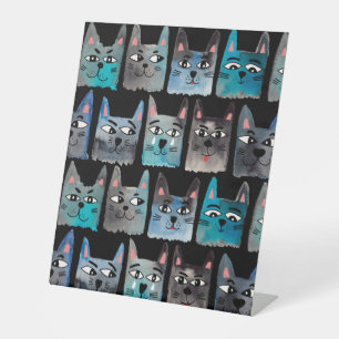 Blue cats pedestal sign