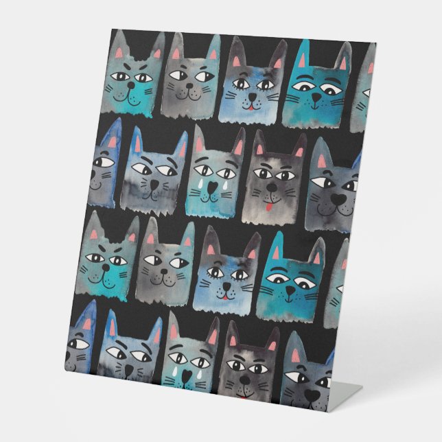 Blue cats pedestal sign (Front)