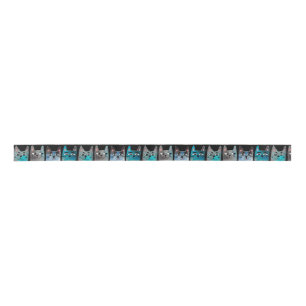 Blue cats satin ribbon