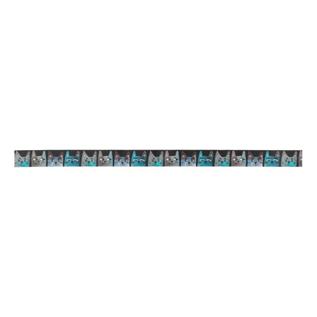 Blue cats satin ribbon (Front)