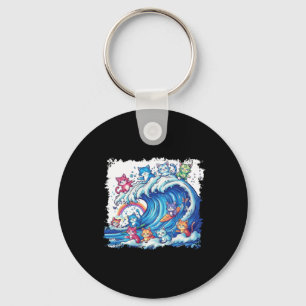 Blue Cats Wave For Kamala Cat Lovers Kamala Harris Keychain